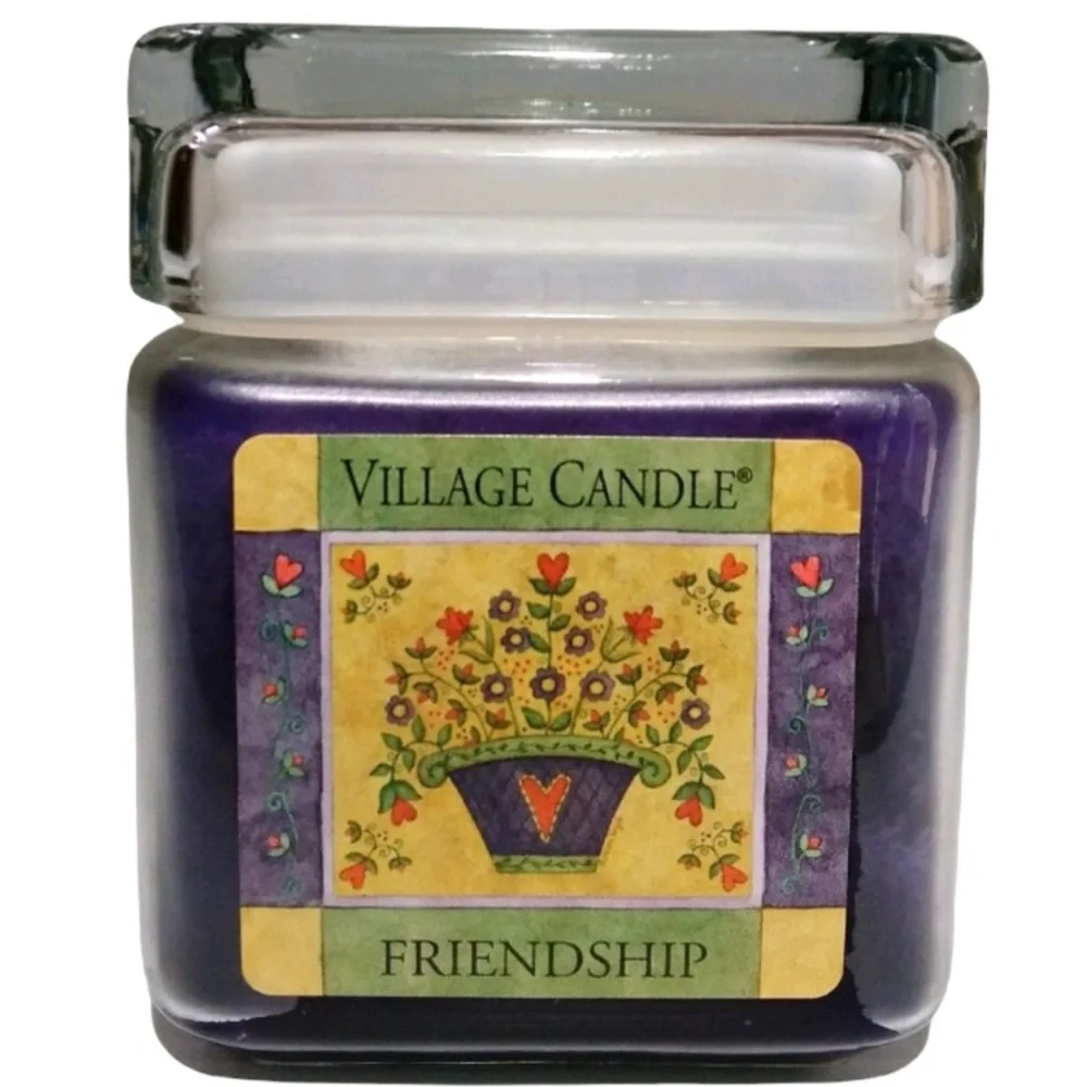 Vintage Village Candle Jar RARE Friendship Cottagecore Floral Modern Farmhouse